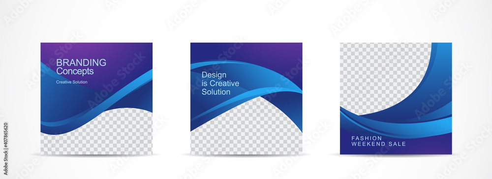 Wall mural set square banner template for social media post and web internet ads.vector illustrations.
