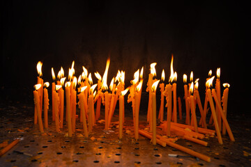 Candles Burning Outside Orthodox Church  in Bistrita, Romania 2021