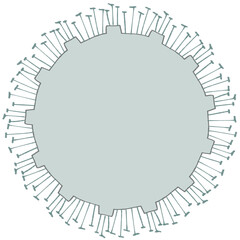 薄緑色のスパイク状の突起の付いたウイルスやカビ菌のイメージ素材　　【コピースペース】