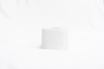 Toilet paper on white background, copy space