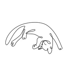 Continuous one line drawing of funny cat is resting on its back. The cat lay down and arched. Cat s silhouette. Doodle animals icons minimalistic line art. For banner, logo, cats illustration, card
