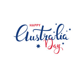 Greeting card with text: Happy Australia Day. National holiday in Australia celebrated on January 26th. Calligraphic phrase for banner or card design. - Vector