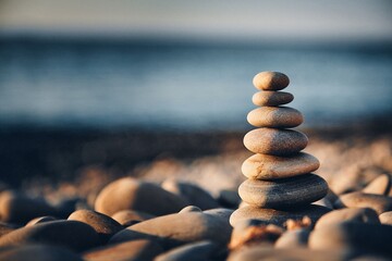 stack of stones on beach