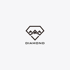 Diamond with mountain concept logo designs vector template
