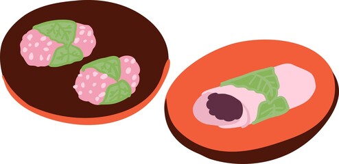 桜餅ひなまつり伝統行事イラスト
