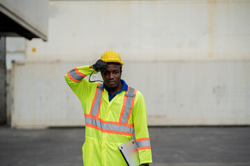 Construction worker after hard day's work.Tired male Worker