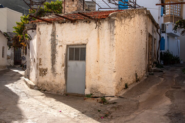 Fototapeta na wymiar Small street, in the centre of the Kritsa town , Crete,