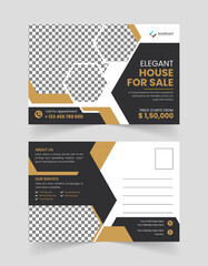 Real estate corporate business building clean construction agent post card design with modern creative template