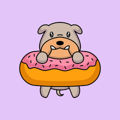 Cute pug bulldog animal mascot logo design