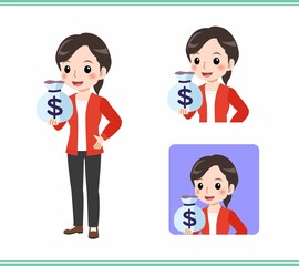 Young woman in beige suit