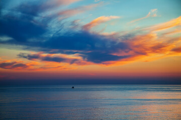 Stunning sunset sky with sea view