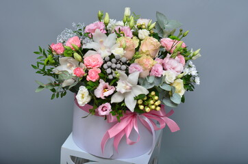 fresh flowers in paper boxes