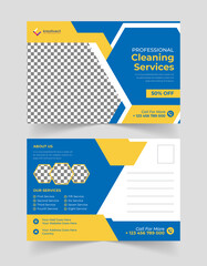 Cleaning service postcard modern creative wash template design