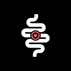 Intestines ache or problem glyph icon