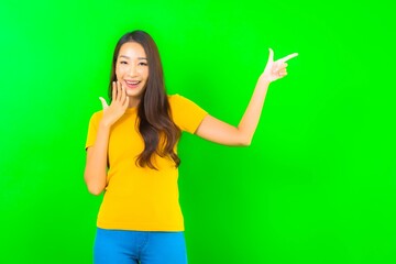 Fototapeta premium Portrait beautiful young asian woman smile with action