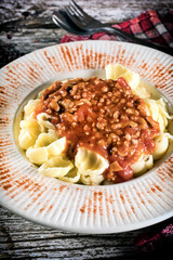 Dish of italian bolognese sauce.