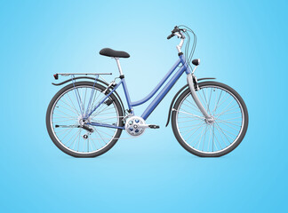 3d rendering isolated bike with trunk from the back on blue background with shadow