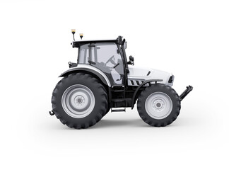 3d rendering tractor side view isolated on white background with shadow