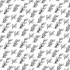 Cartoon seamless pattern with leaves isolated on white background. Abstract modern texture print for fabric, wrapping or textile. Minimal vector illustration.