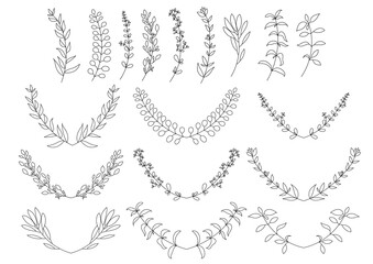 植物線画　詰め合わせ　ベクター素材