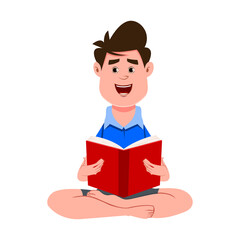 cute boy reading book