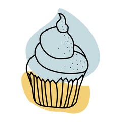 Cupcake doodle icon for web and kitchen wear
