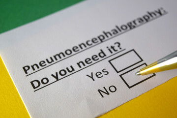 One person is answering question about pneumoencephalography.