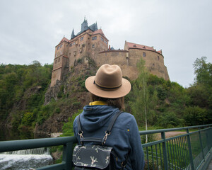 Girl in front of castle