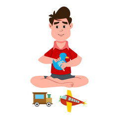 cute boy playing with toys