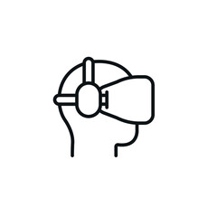 Simple VR Headset Icon - Human Virtual Reality Symbol - Vector