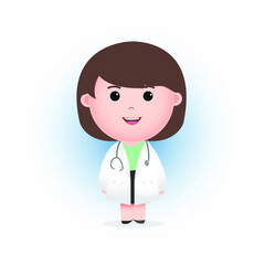 Cute Female Doctor Illustration Vector