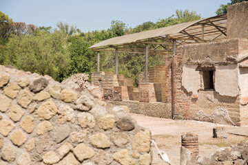 The remains of a house in the ancient Roman city of Pompeii.