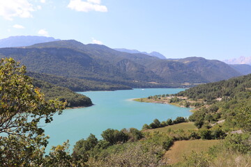 Fototapeta na wymiar View towards Lake Monteynard-Avignonet