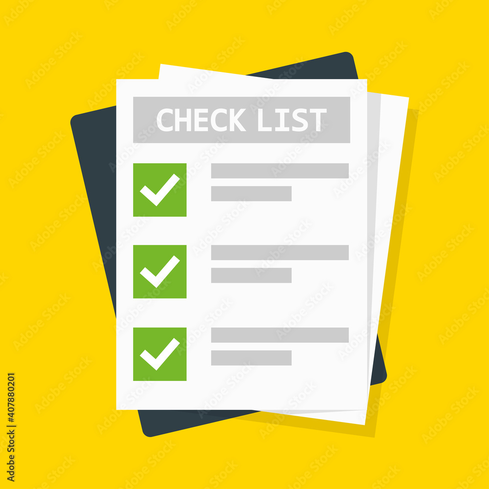 Poster clipboard with check list flat vector icon with shadow. to-do list, survey, exam concepts. vector il
