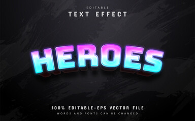 Heroes text, gradient style text effect