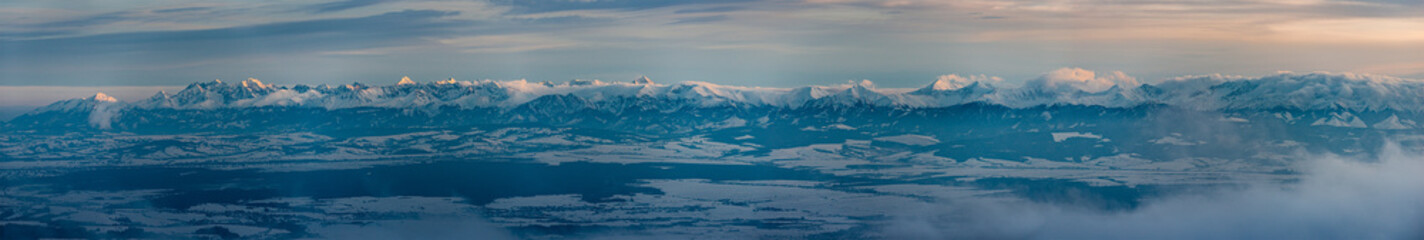 Tatra Mountains in winter Panorama