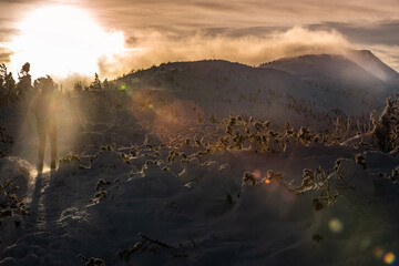 Fototapeta premium Hiking Trail towards Babia Gora in Winter