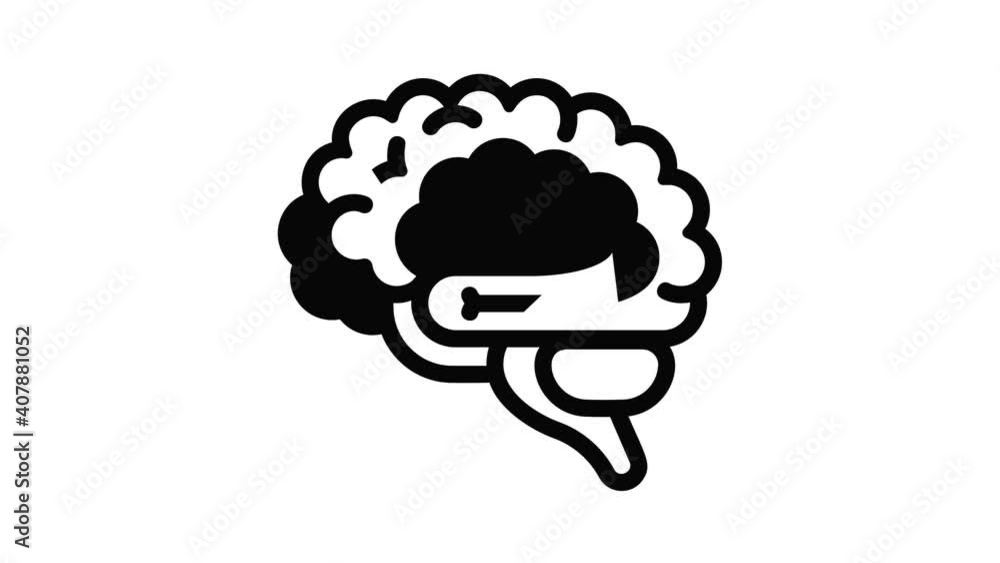 Poster brain icon animation best object on white background