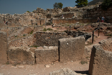 Ruins of the archaeological site of Mycenae and the tomb of Agamemnon.