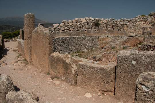 Ruins of the archaeological site of Mycenae and the tomb of Agamemnon.