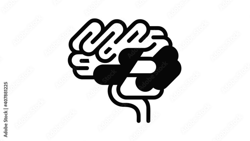 Poster brain organ icon animation best object on white background