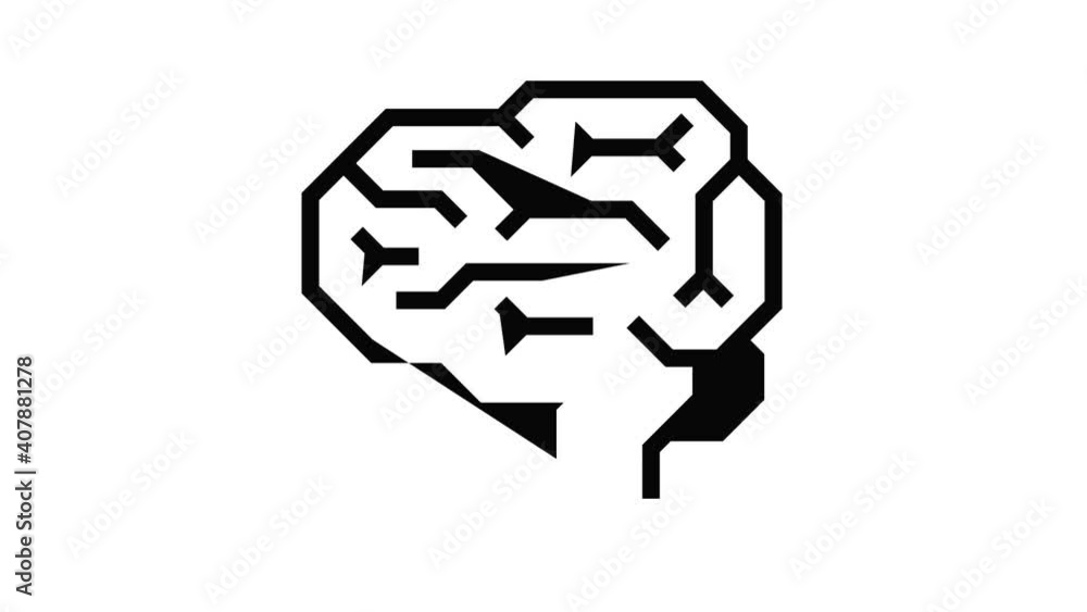 Poster machine brain icon animation best object on white background