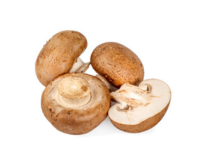 Fresh champignon mushrooms isolated on white background