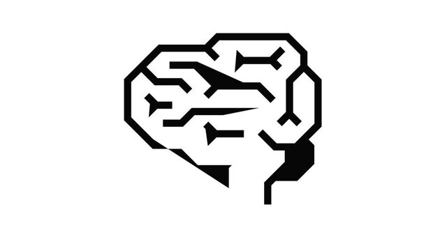 Machine brain icon animation best object on white background
