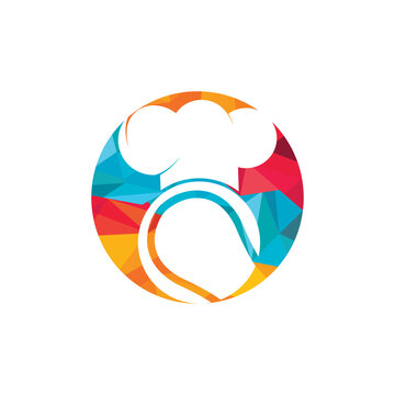 Tennis chef vector logo design. Tennis ball and chef hat icon design.	