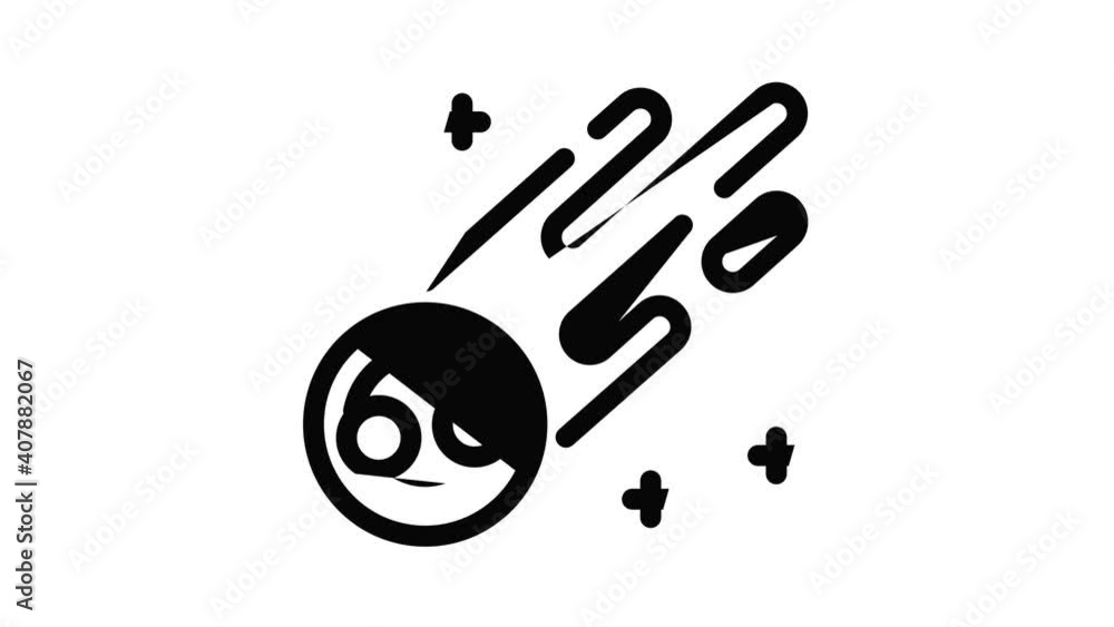 Poster flying comet icon animation best object on white background