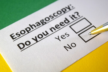 Obraz premium One person is answering question about esophagoscopy.