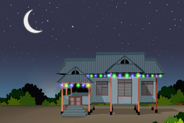 village house during eid mubarak "Hari Raya Aidilfitri"