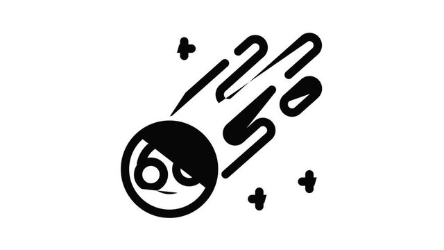 Flying comet icon animation best object on white background