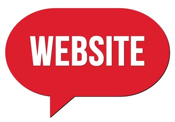 WEBSITE text written in a red speech bubble